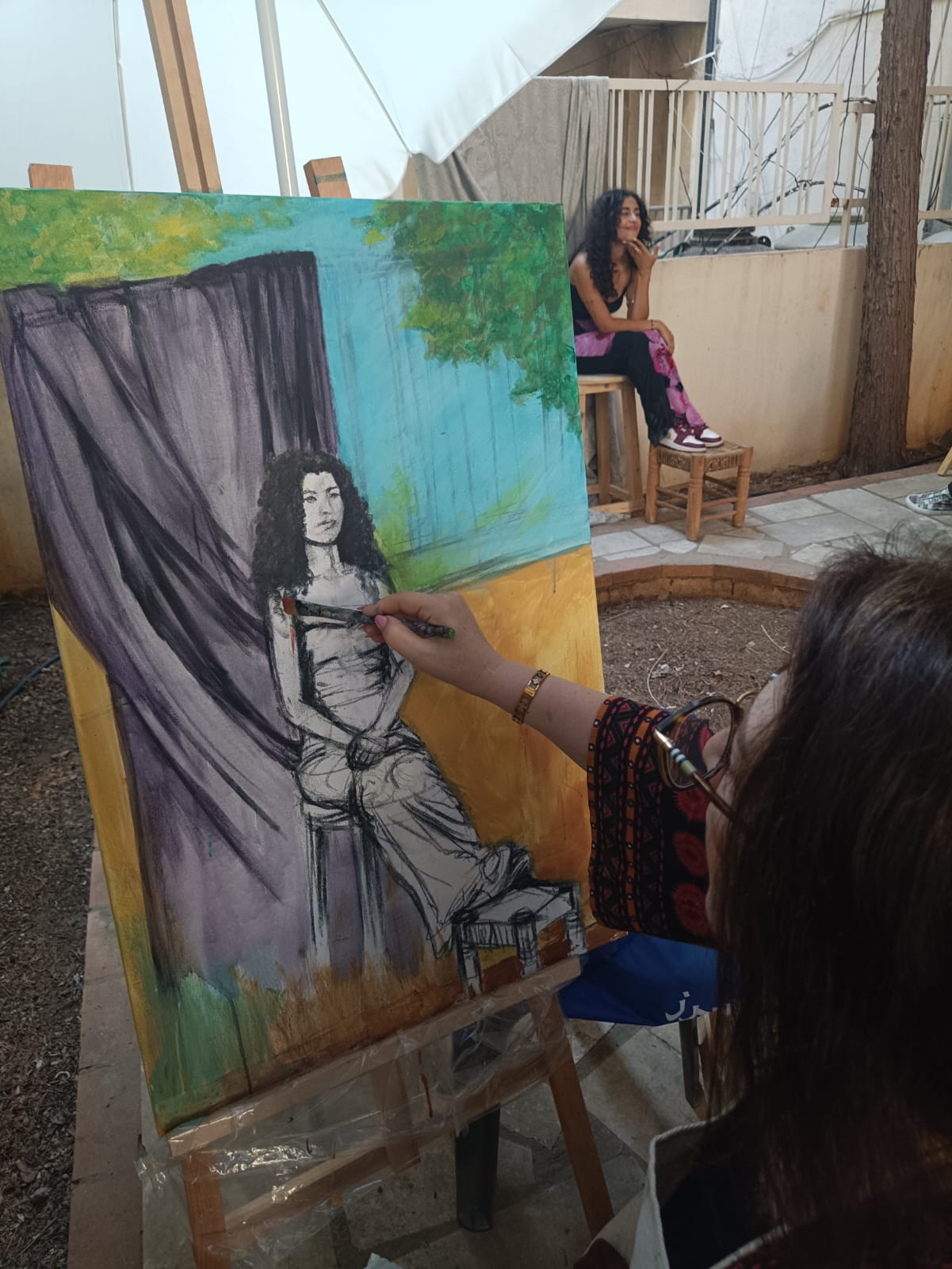 رسم بورتريه مباشر في محترف بسكال مسعود ضمن حملة #BeirutArtDays 