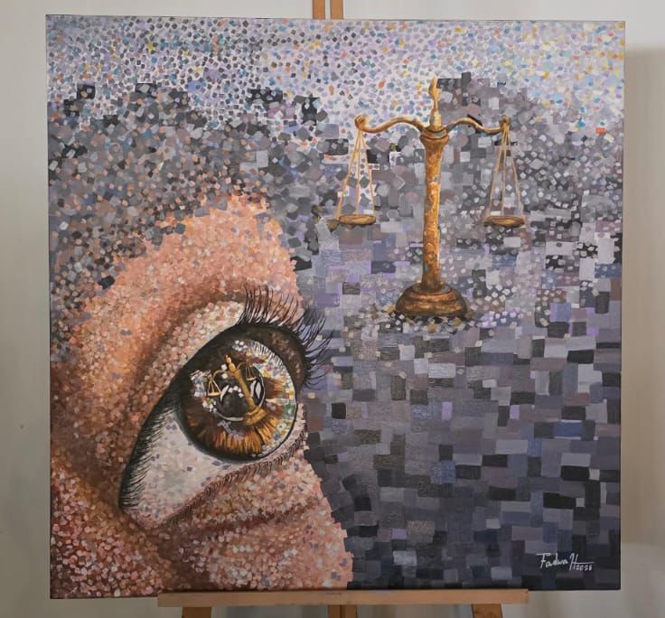 عين العدالة على قماشة الفن: فدوى حمدان تُهدي لوحتها إلى لقاء المثقّف اللبناني