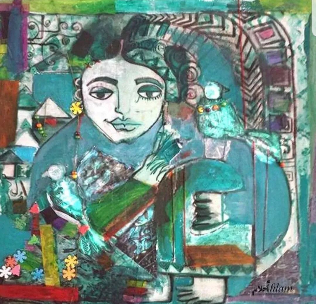 لوحة للتشكيلية أحلام عباس