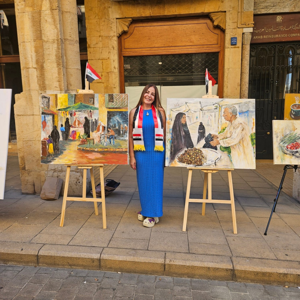 التشكيلية عفاف الراعي تشارك بإبداعاتها في معرض LAU ACE الفني في وسط بيروت